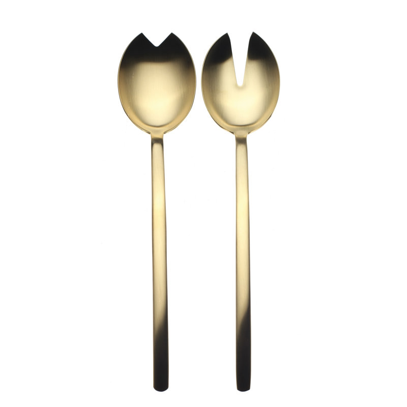 Couverts à salade raison (fourchette et cuillère), L 9,63 po x l 2,25 po, Or givré