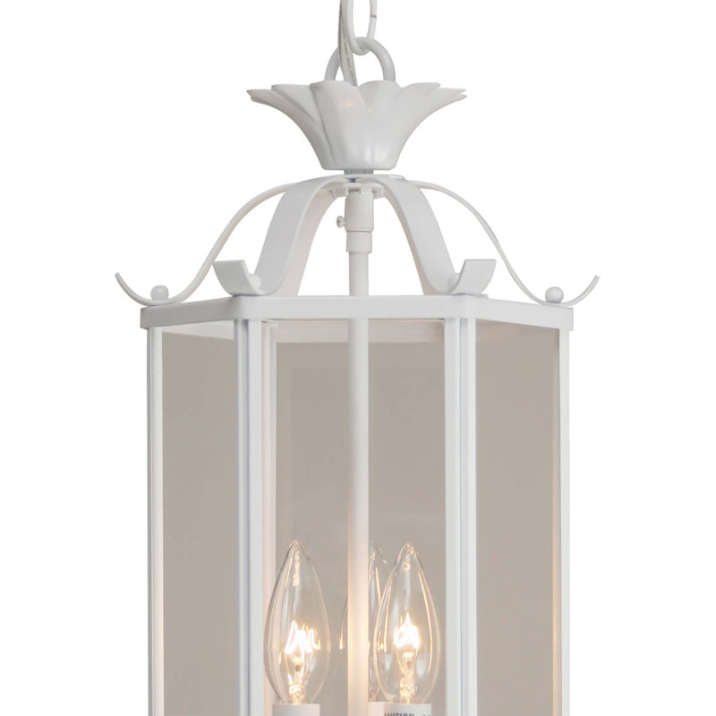Attar 3-Light Indoor White Convertible Mini Hanging Pendant (Semi-Flush) with Clear Glass Panes