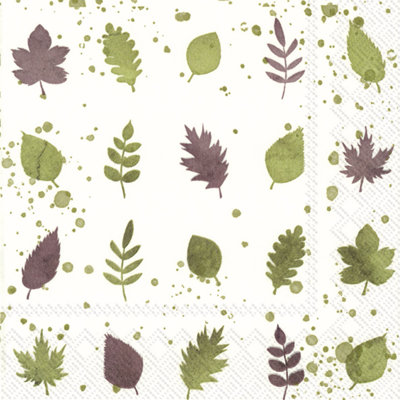 Serviette jetable en papier Leaves Basic