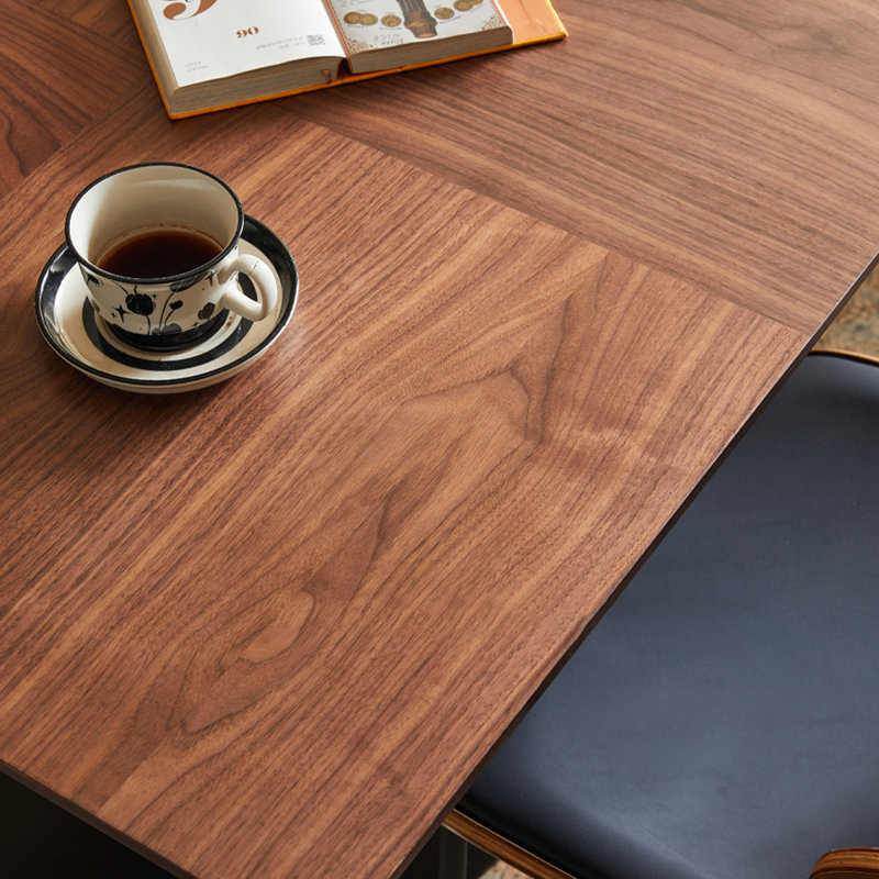 Table de salle à manger rectangulaire en bois massif noyer et noir, H 29,53 po x L 31,5 po x l 31,5 po