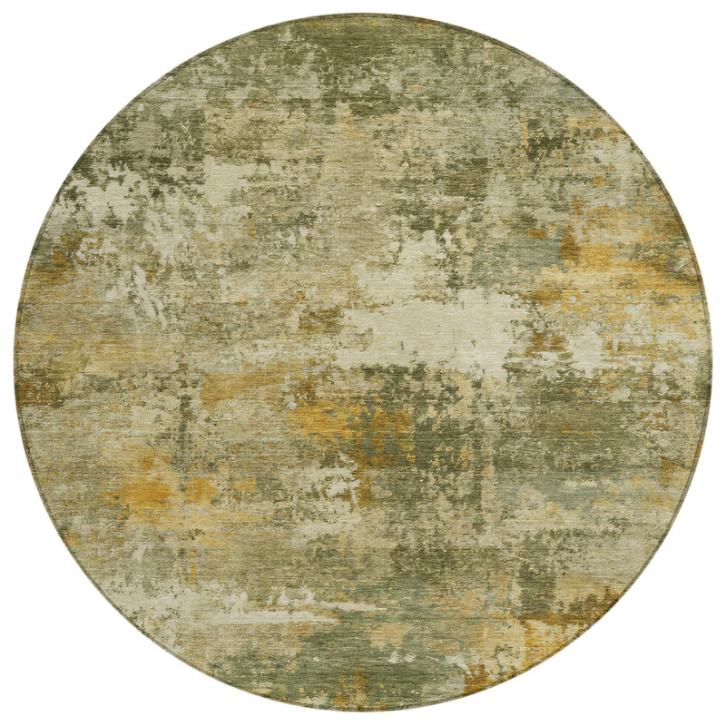 Machine Washable Indoor/Outdoor Earleville ACN2368 Abstract Rug, Round 8'
