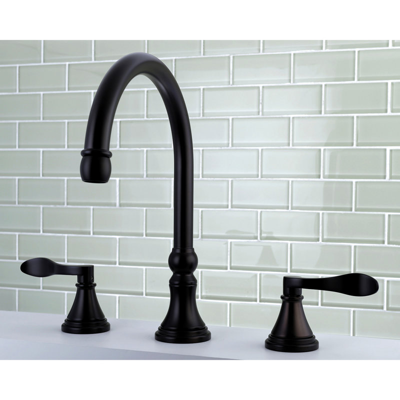 Kingston Brass NuFrench Two-Handle 3-Hole Deck Mount Roman Tub Faucet, Oil Rubbed Bronze