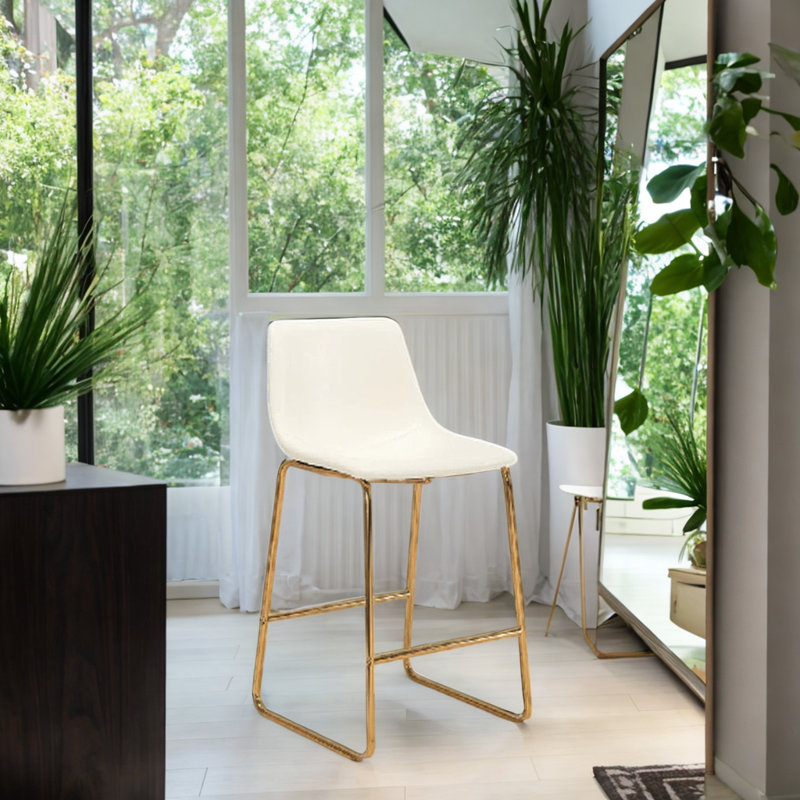 Tabouret de comptoir Dondan Gold, Blanc