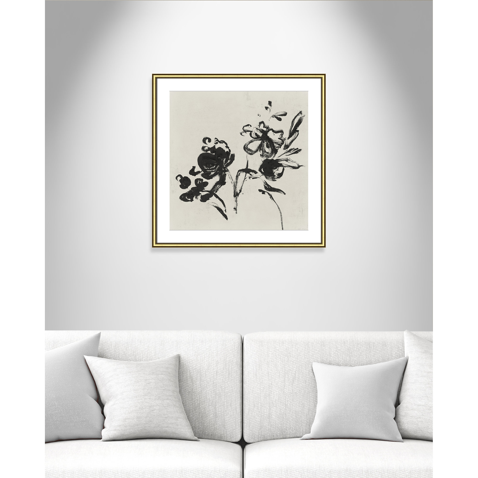 Black Florals I by Isabelle Z - Picture Frame Painting, 27.5" H x 27.5" W , Gold