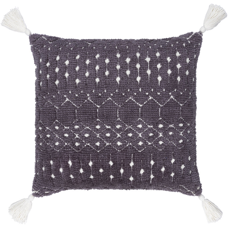 Housse de coussin Braith, 22 po x 22 po, Polyester / bourre de polyester, Gris moyen / crème