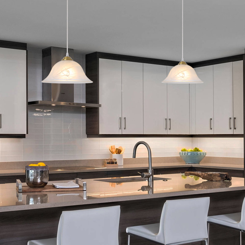 2- Light Glass Pendant Lights Kitchen Island 11.8" Frosted Glass Pendant Light, Gold