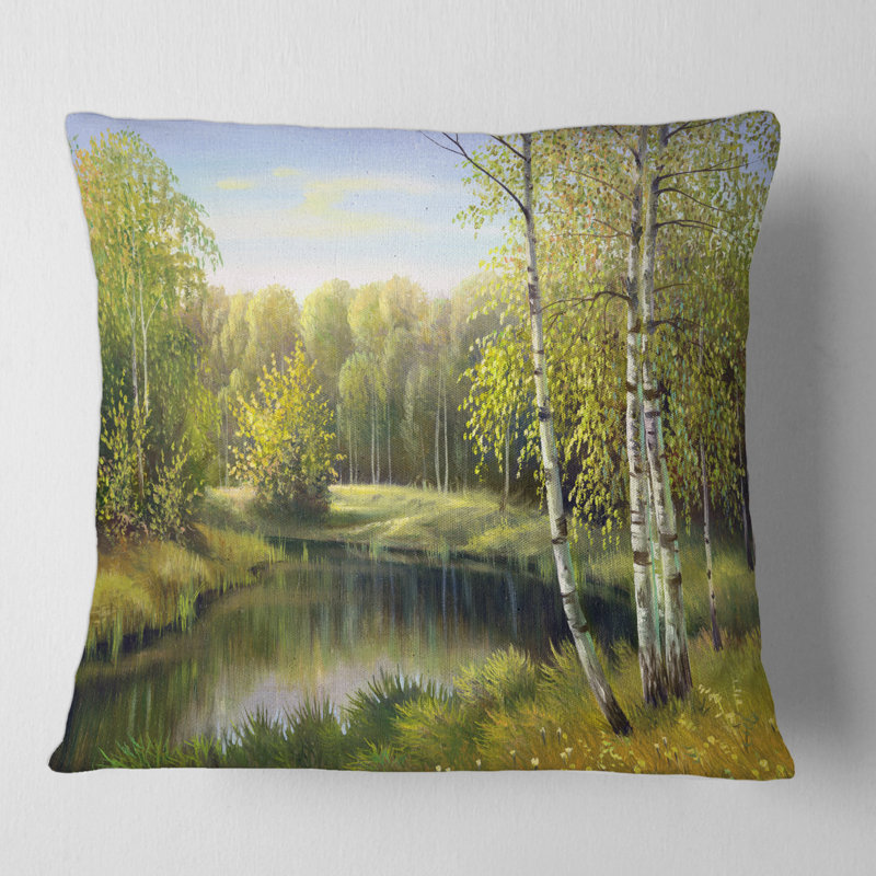 Housse et insert de coussin Birches by the River in Silent Nature, 16" x 16"