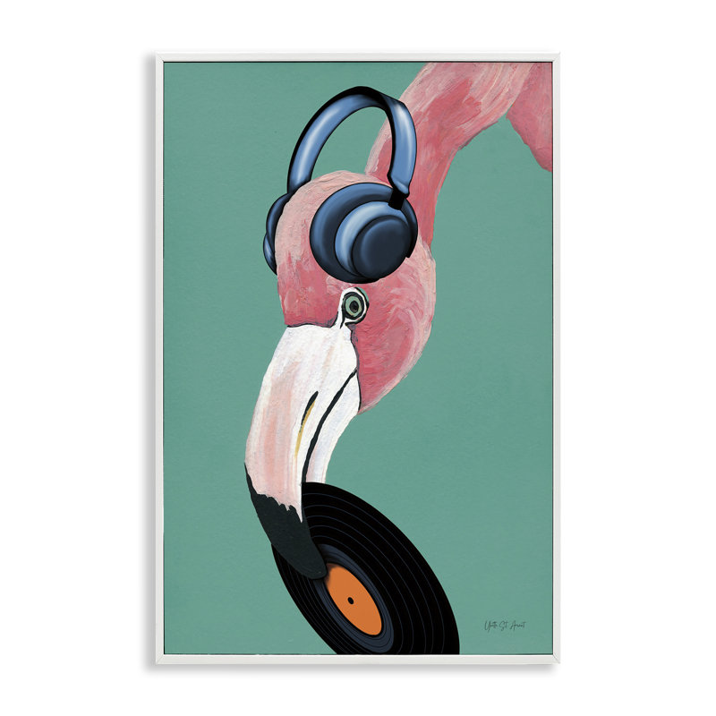 «Flamingo» amusant amusant, estampe numérique encadrée par Yvette St. Amant, H 18 po x l 12 po