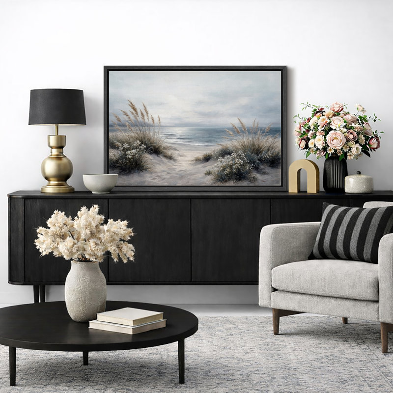 «Beach Path Dunes», paysage côtier, photos de salon, impression sur toile encadrée, H 24 po x l 36 po x P 1,5 po, Cadre noir