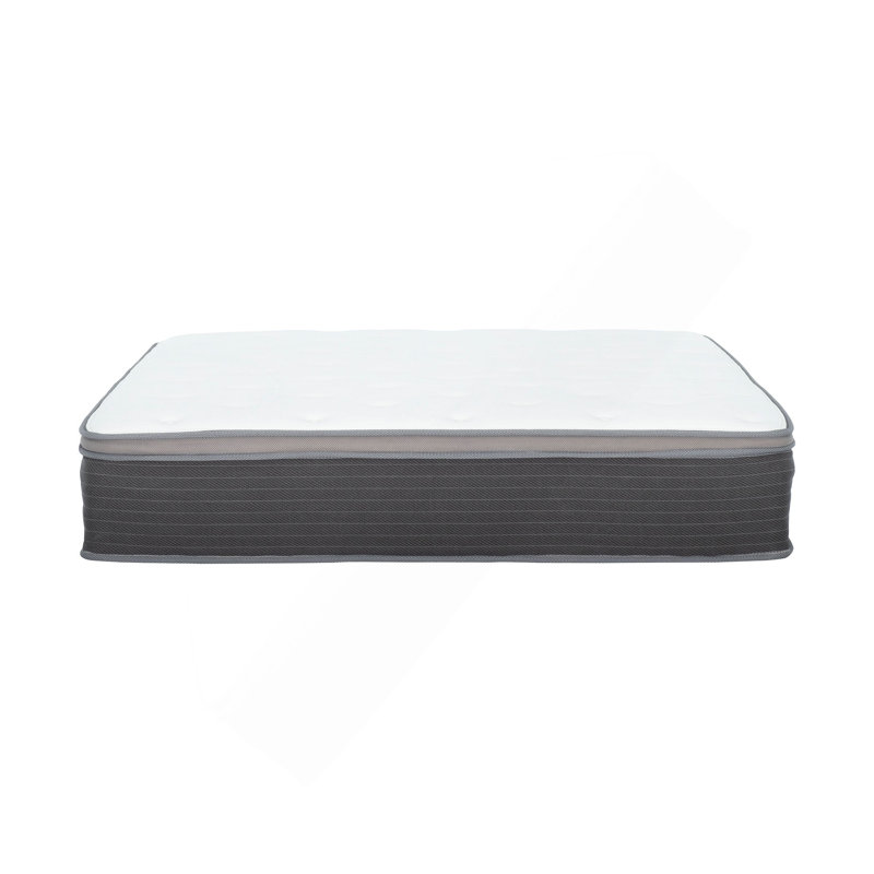 12 po Matelas ensaché à ressorts ensachés, grand, matelas en mousse viscoélastique imprégnée de gel, blanc / gris, 12"