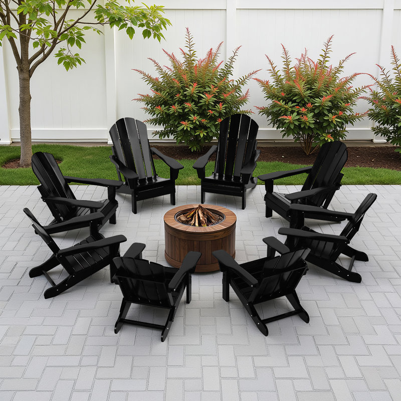 Shawnna Foldable Outdoor Adirondack Chair, Black