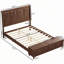 Structure de lit avec tête de lit haute et banc de rangement, lit-bateau en bois massif avec coffre de rangement de 79 po, aucun sommier nécessaire-1554871612-1554871615
