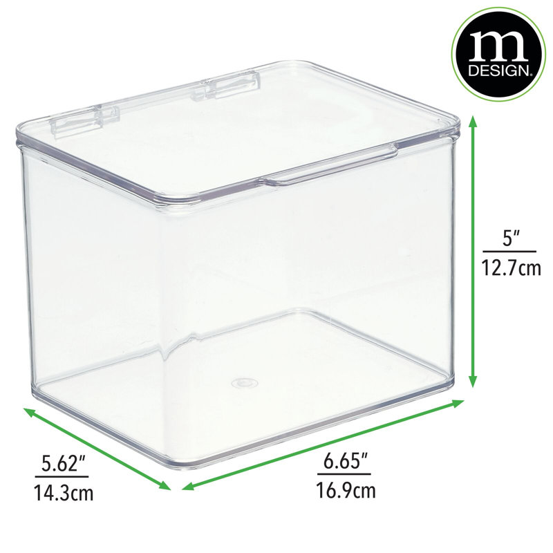 mDesign Plastic Kitchen Pantry/Fridge Storage Organizer, Hinge Lid, 4.8" H x 5" W x 6.6" D, 8