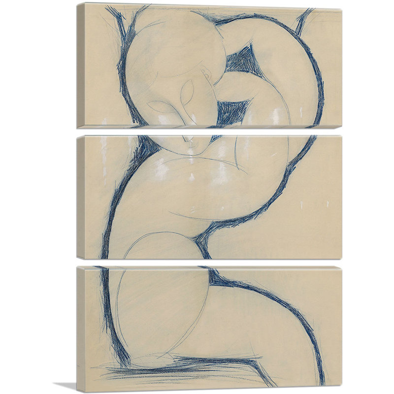 «Caryatid 1915» par Amedeo Modigliani, ensemble de 3 reproductions d'art sur toiles tendues, H 60 po x l 40 po x P 0,75 po