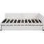 Lit de jour rembourré avec lit gigogne, lin beige, pas de sommier tapissier, structure solide, gigogne pour économiser de l'espace et ajouter une touche de classe-904928028