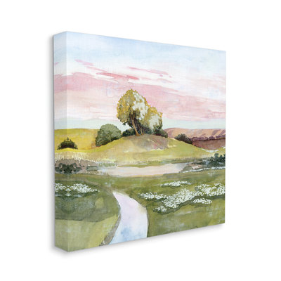 «Hillside Sunset Landscape Soft Green Grass» par Grace Popp - impression d'art graphique