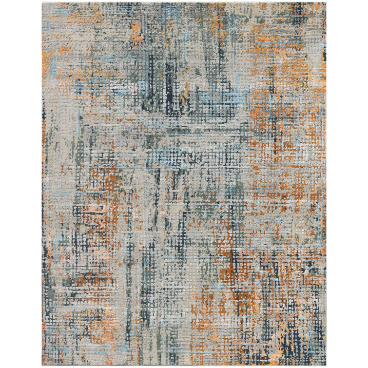 Tapis orange / bleu noué à la main Serena