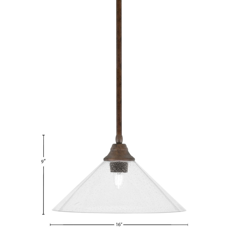 Luminaire suspendu à n'importe quelle tige, Bronze foncé , Transparent, H 8,5 po x l 16 po x P 16 po