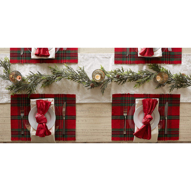 Holiday Plaid Cotton Placemats Set of 6