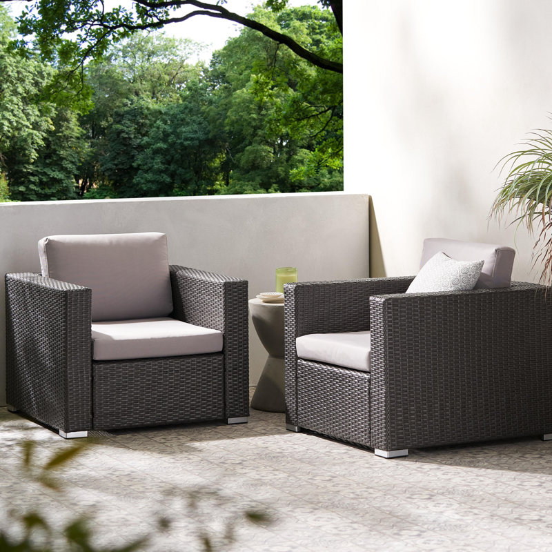 Haryss Wicker Outdoor Lounge Chair, Gray