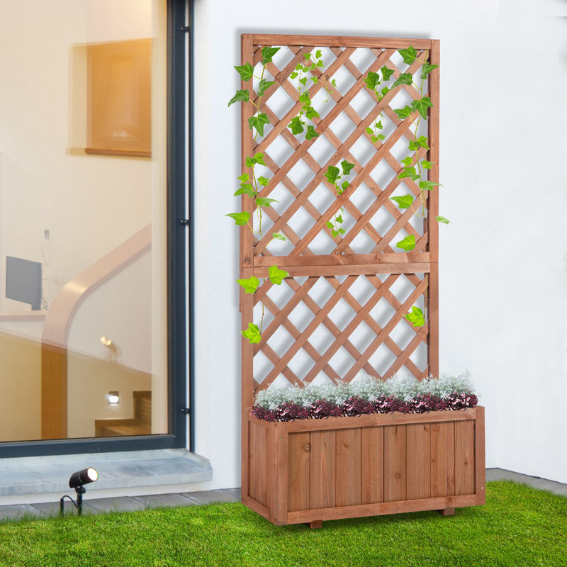 Brekin Wood Elevated Planter, Orange