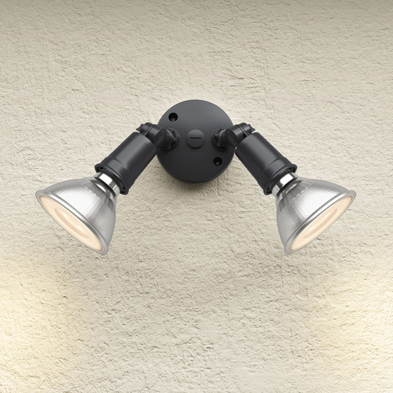 Projecteur extérieur de sécurité câblé à 2 têtes, Noir thermolaqué