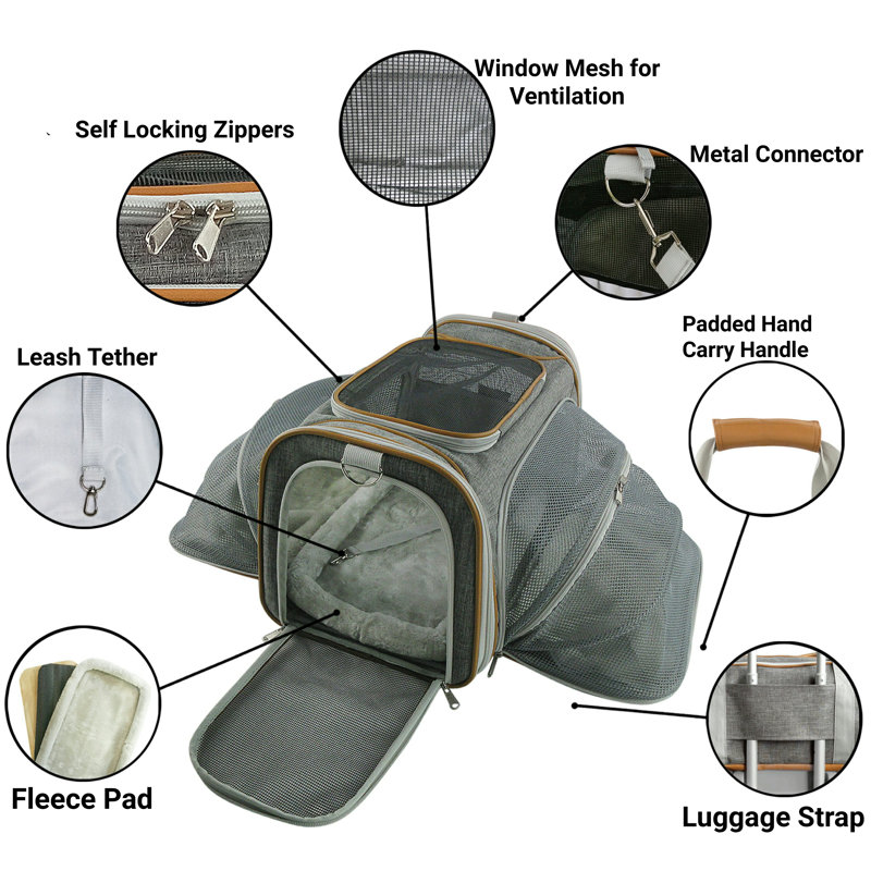 Cage pour animal de compagnie double extensible, Gris crépuscule