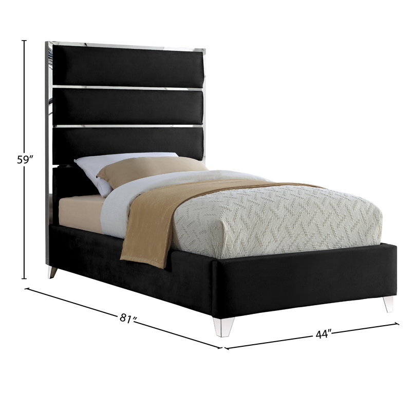 Lit plateforme tapissier Dietz, Velours noir, Simple