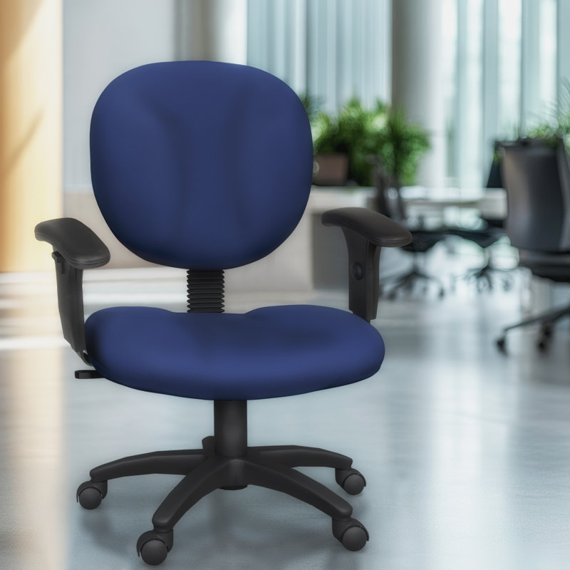Chaise de bureau pivotante en tissu avec accoudoirs réglables Regency Comfort Series - Bleu marine, Bleu