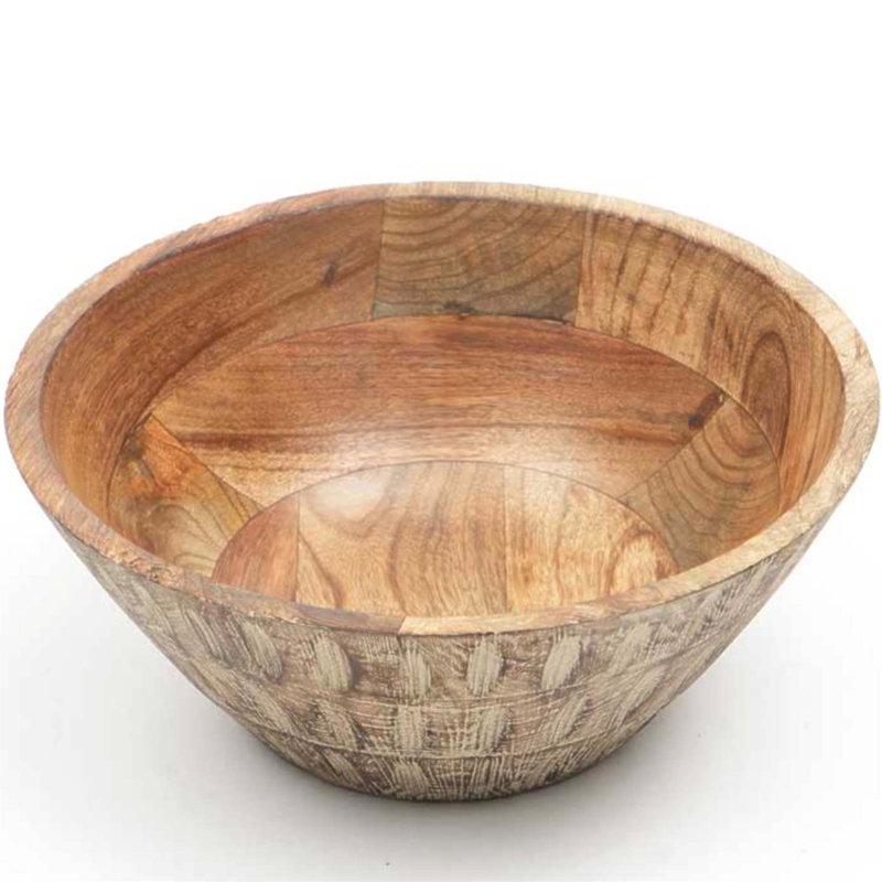 Bol en bois de manguier fabriqué à la main, centre de table élégant et bol de service polyvalent pour les intérieurs modernes