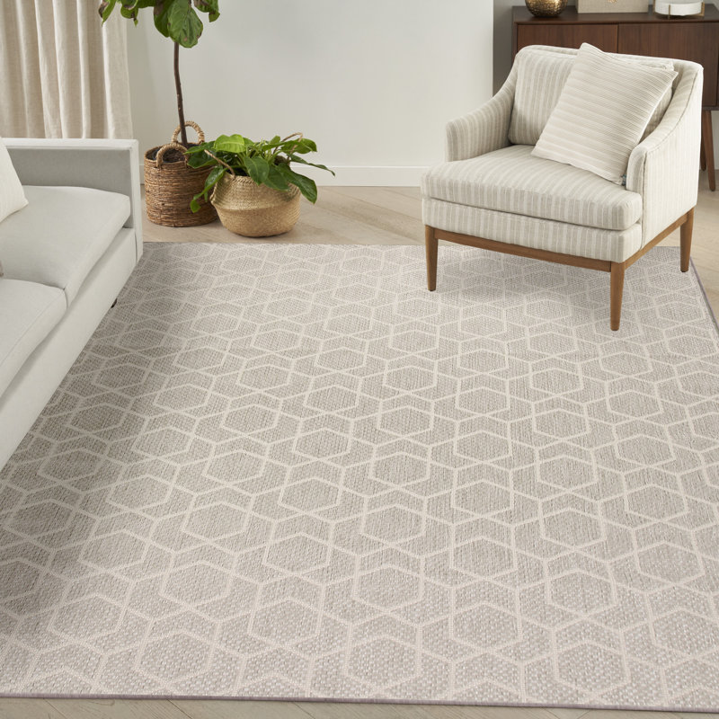 Reidy Modern Indoor/Outdoor Rug, Rectangle 9' x 12', Gray