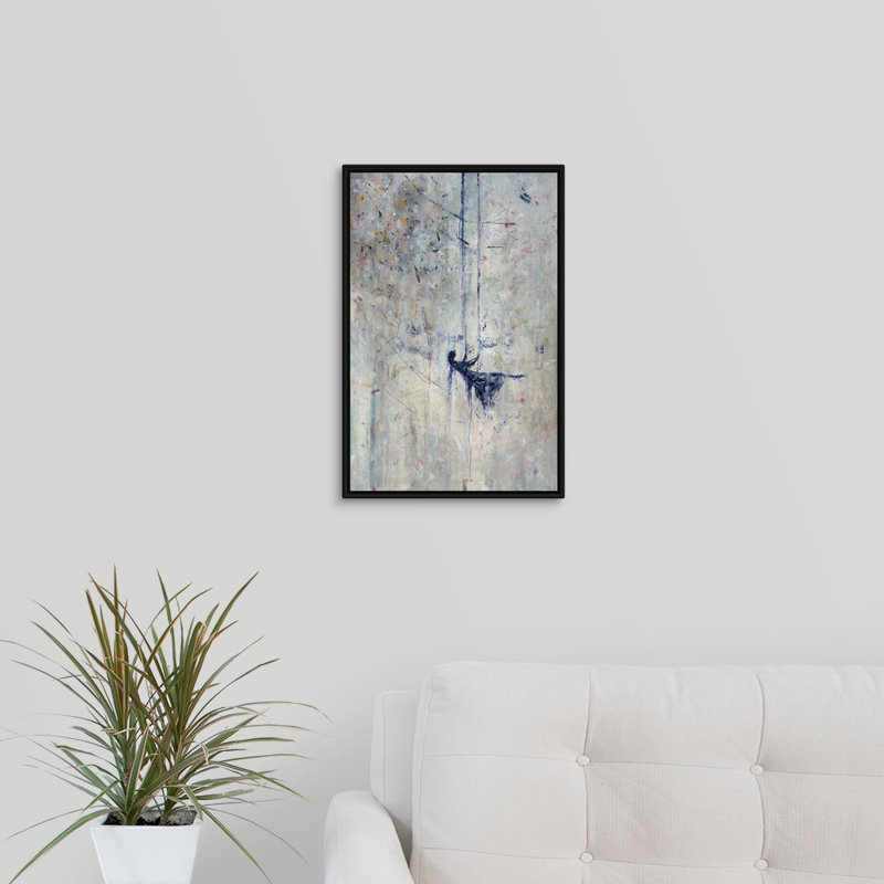 « étoile fleuri », peinture sur toile, H 19,7 po x l 13,7 po x P 1,75 po, Cadre flottant noir