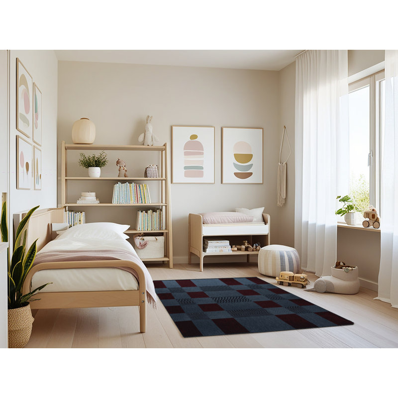 Machine Washable Checkered Gray Area Rug, Rectangle 3' x 5'