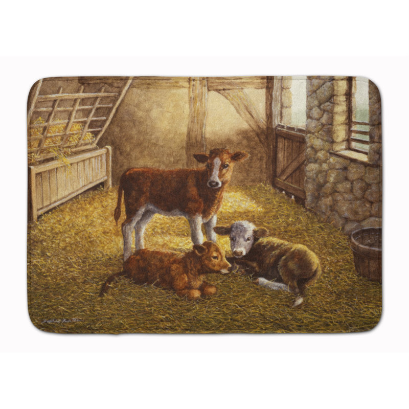 Tapis de salle de bain en mousse à mémoire de grange de vaches veaux