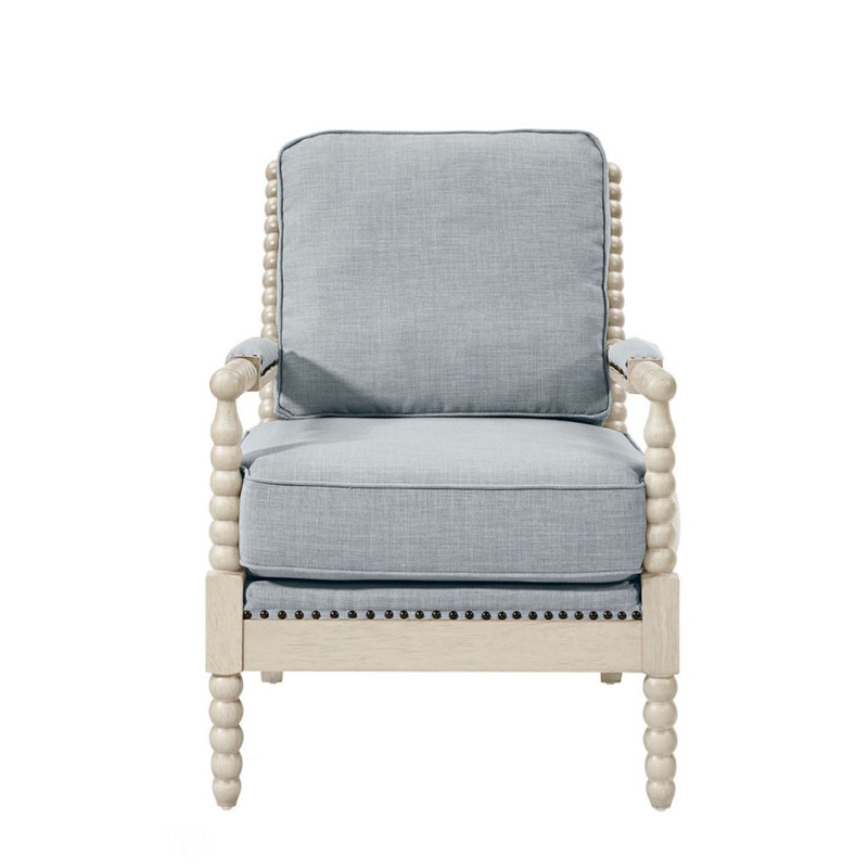 Fauteuil d'appoint classique à dossier ouvert avec accoudoirs rembourrés et coussins amovibles pour une assise confortable