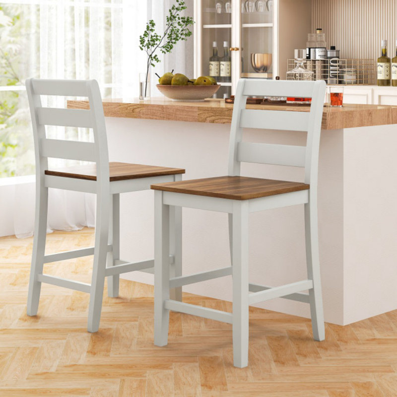 Ensemble de 2 tabourets de bar avec dossier et repose-pieds inclinés