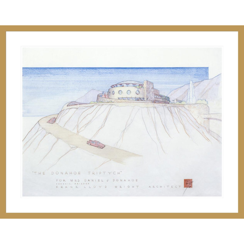 Mme. Donahoe Résidence (projet) par Frank Lloyd Wright - Estampe numérique encadrée, H 31,36 po x l 41,5 po