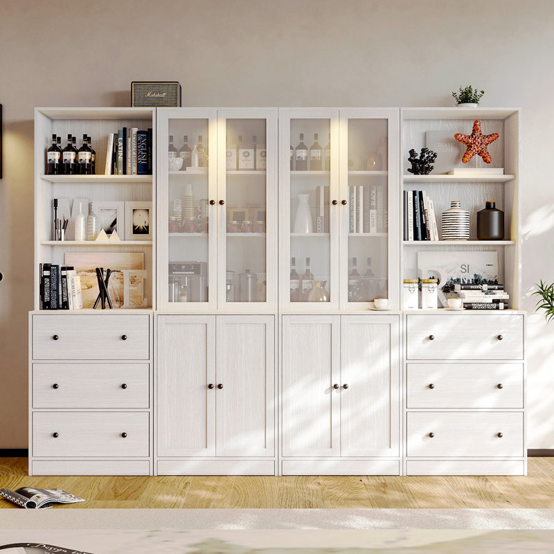 Bibliothèque en verre Reshelle H 71 "x l 94,5", Blanc