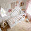 Lit double pleine grandeur avec garde-corps et toit, lit pour enfant avec petit plateau intégré et panneau d'installation libre-1219833885-1220211318