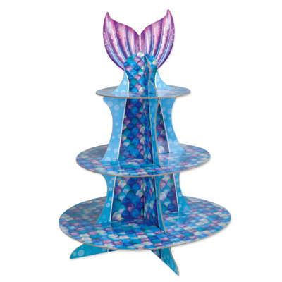 Beistle - 16 po - Bleu - Support à petit gâteau sirène en carton bleu - 12 pièces
