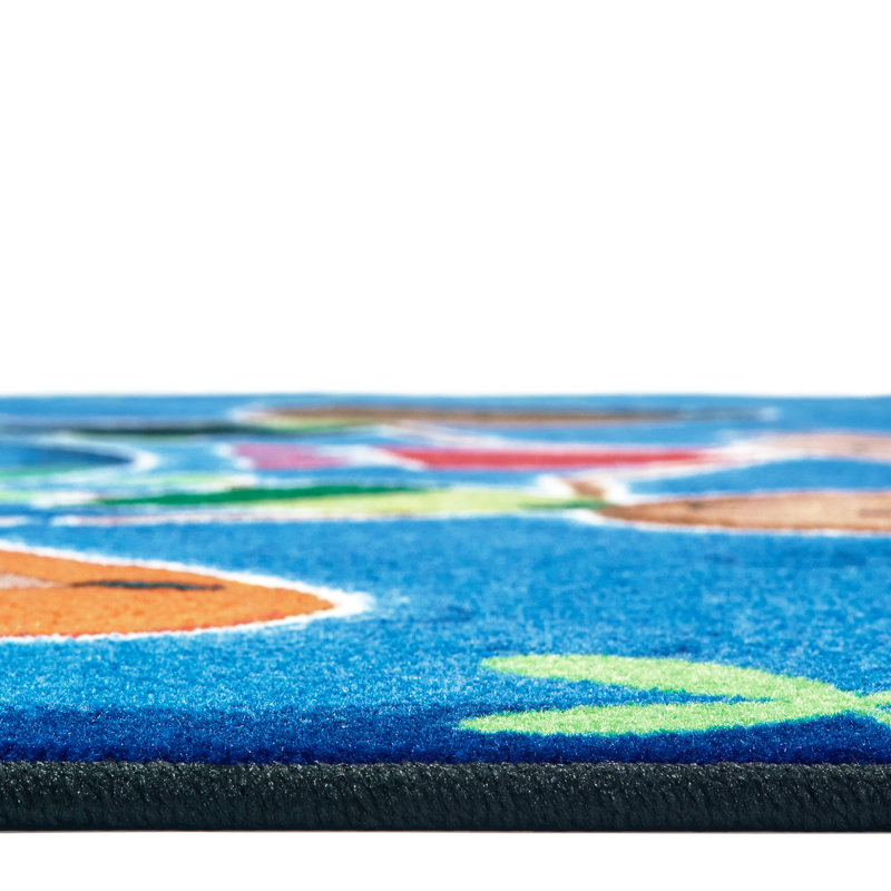 Give the Planet a Hug Premium Tufted Blue/Green Area Rug, Rectangle 3'10" x 5'5"