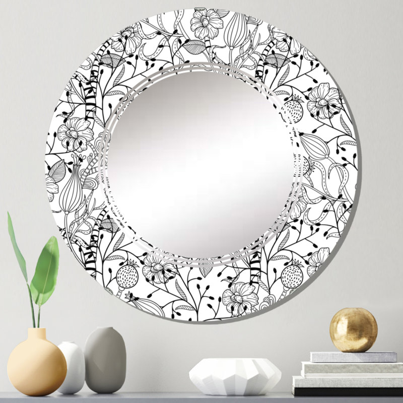 Formes monochromes I - Miroir mural à motif rond, 24 po x 24 po