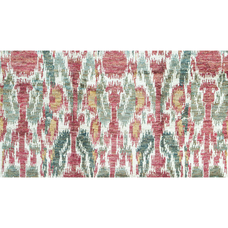 Hand-Knotted High-Quality Red and Green Area Rug