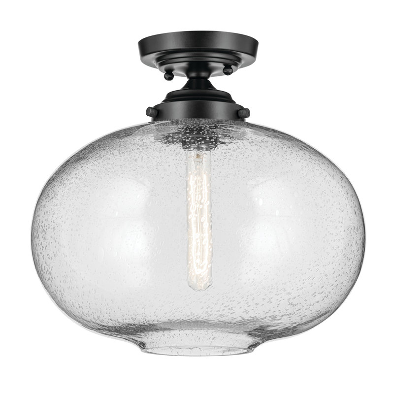 Plafonnier encastré 1 lumière 14,5 po, Noir satiné
