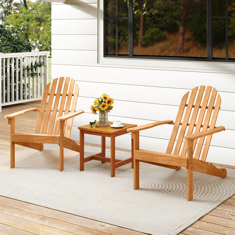 2 chaises Adirondack de patio avec siège incliné et dossier haut pour porche