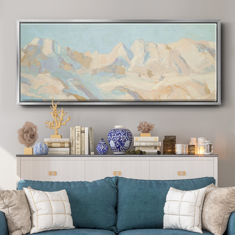 Mountain Scape, reproduction d'art sur toile, Argent, H 24 po x l 60 po x P 1,5 po