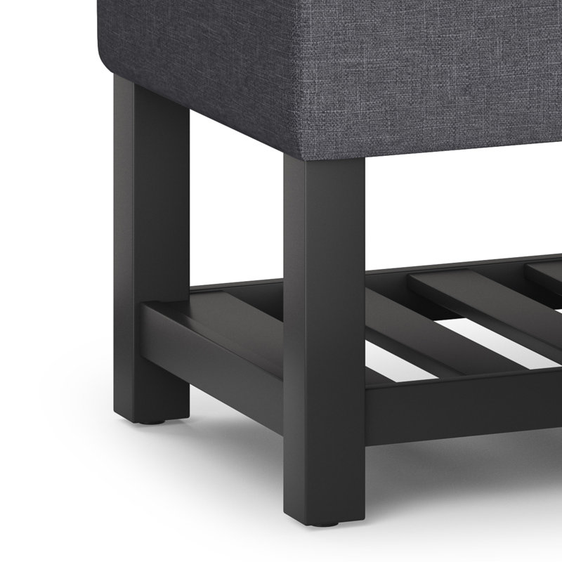 Slate Gray Tufted Wood Rectangular Ottoman Bench with Storage
