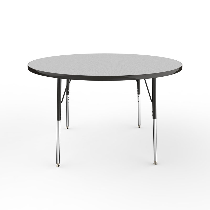 Table ronde à hauteur réglable, 48", Gris / noir, Gris