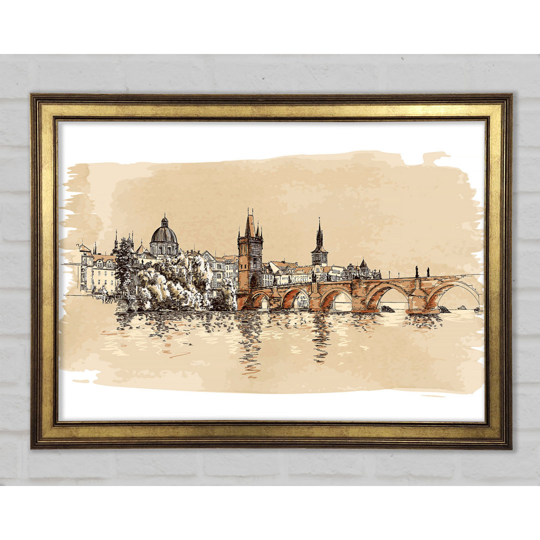 Karlsbrücke Aquarell Gerahmter Druck