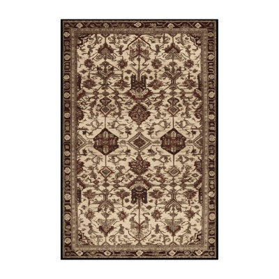 Machine Washable Art Deco Brown Area Rug